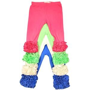 Boutique Pearls And Piggytails Girls 4t Lot Ruffle Capris Leggings Bottom 4 Pink
